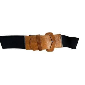 Vintage MZ Wide Leather Cinch Belt Whisky Brown Zipper Detail